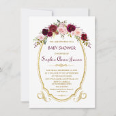 Elegante Burgundy Marsala Floral Fall Baby Shower Einladung (Vorderseite)