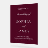 Elegante Burgundy Minimalistisch Wedding Acrylschild (Winkel)