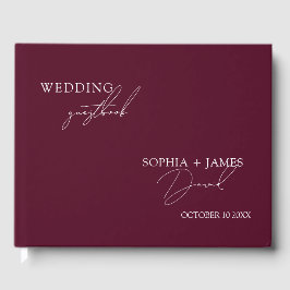 Elegante Burgundy Minimalistisch Wedding Gästebuch