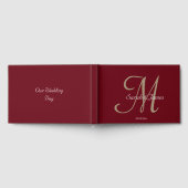 Elegante Burgundy Monogram Script Wedding Party Gästebuch (Voll)