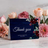 Elegante Burgundy & Navy Blue Blume Danke Karte