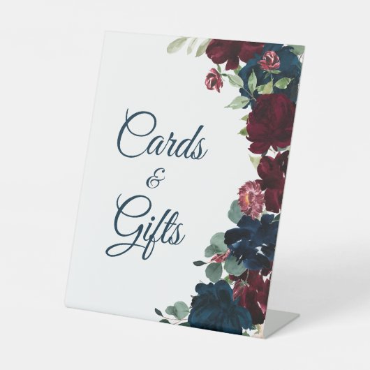 Elegante Burgundy & Navy Blue Duschkarten & Gesche Sockelschild (Vorderseite)