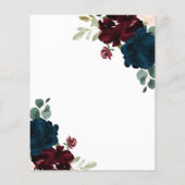 Elegante Burgundy & Navy Blumen Save the Date (Rückseite)