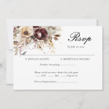 Elegante burgundy-Pfingstponys Wedding RSVP-Karte