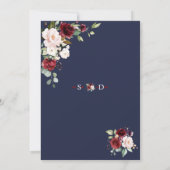 Elegante Burgundy Pink Blume Gold Frame Wedding Einladung (Rückseite)