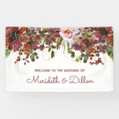 Elegante Burgundy Pink Gold Floral Wedding Banner (Horizontal)