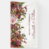 Elegante Burgundy Pink Gold Floral Wedding Banner (Vertikal)