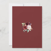 Elegante Burgundy Plum Blush Blume GoldWedding Einladung (Rückseite)
