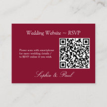 Elegante Burgundy QR Code Website RSVP Card