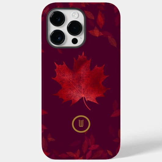 Elegante Burgundy Red and Gold Herbstleaves Case-Mate iPhone Hülle (Rückseite)