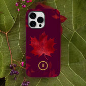 Elegante Burgundy Red and Gold Herbstleaves Case-Mate iPhone Hülle
