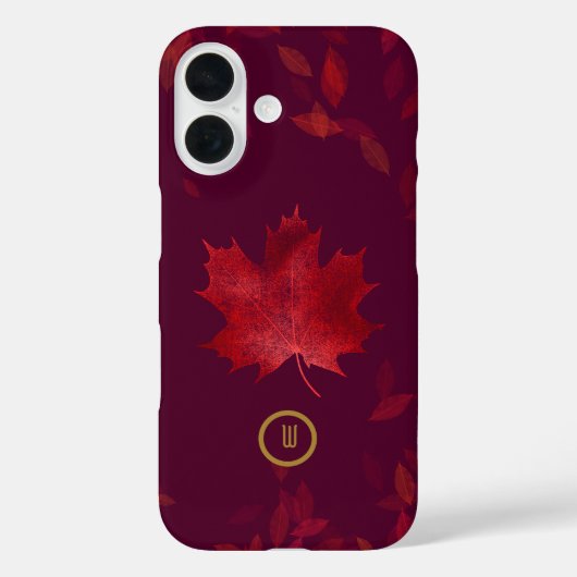 Elegante Burgundy Red and Gold Herbstleaves Case-Mate iPhone Hülle (Rückseite)