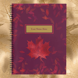 Elegante Burgundy Red and Gold Herbstleaves Notizblock