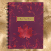 Elegante Burgundy Red and Gold Herbstleaves Notizblock