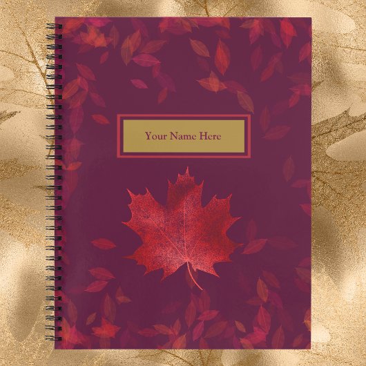 Elegante Burgundy Red and Gold Herbstleaves Notizblock