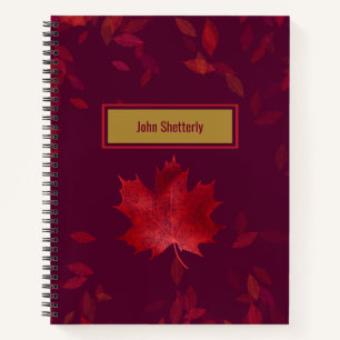 Elegante Burgundy Red and Gold Herbstleaves Notizblock