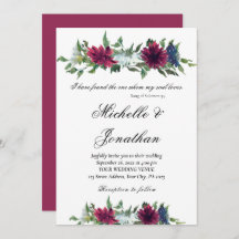Elegante Burgundy Red Blue Floral Christlich Weddi
