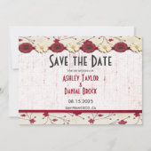 Elegante Burgundy Red Floral Frame Summer Wedding Save The Date (Vorderseite)