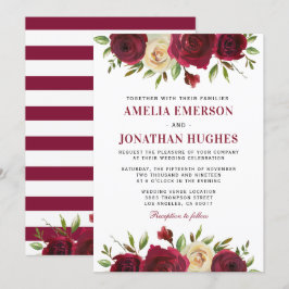 Elegante Burgundy Red Floral Herbst Winter Wedding Einladung