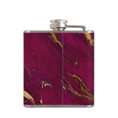 Elegante Burgundy Red Gold Imitats Marmorbäume Flachmann (Rückseite)