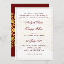 Elegante Burgundy Red Gold Mandala Indian Wedding