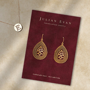 Elegante Burgundy Red Jewelry Earring Display Visitenkarte