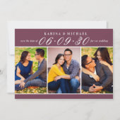 Elegante Burgundy Red Wedding Foto Collage Save The Date (Vorderseite)