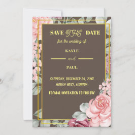 Elegante Burgundy Rosa Blush Bloral Wedding Save The Date