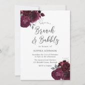 Elegante Burgundy Rose Brunch & Bubbly Bridal Einladung (Vorderseite)