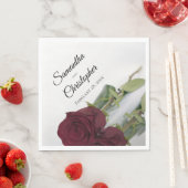 Elegante Burgundy Rose Diagonal Design Hochzeit Serviette (Beispiel)