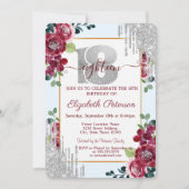 Elegante Burgundy Rose Glitzer Tropfen Einladung (Vorderseite)