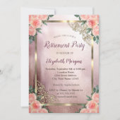 Elegante Burgundy Rose Gold Frame Retirement Einladung (Vorderseite)