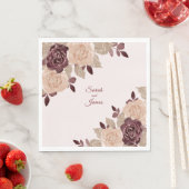 Elegante Burgundy Rose Gold Glitzer Blumenhochzeit Serviette (Beispiel)