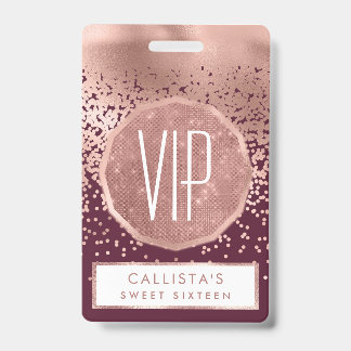 Elegante Burgundy Rose Gold Polka Dot Gradient Ausweis