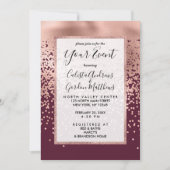 Elegante Burgundy Rose Gold Polka Dot Gradient Einladung (Vorderseite)