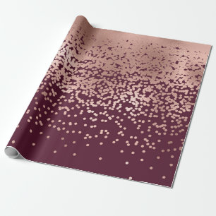 Elegante Burgundy Rose Gold Polka Dot Gradient Geschenkpapier
