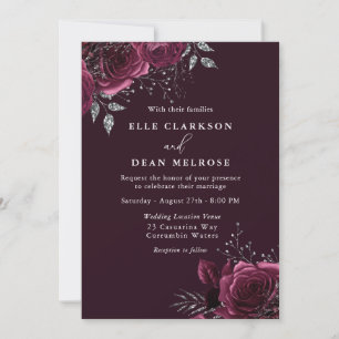 Elegante Burgundy-Rose Hochzeit Einladung