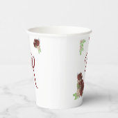 Elegante Burgundy Rose Mit Monogramm Paper Cups Pappbecher (Rechts)