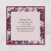 Elegante Burgundy Rose Square Business Card Quadratische Visitenkarte (Rückseite)