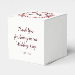 Elegante Burgundy Rose Wreath Monogram Wedding Geschenkschachtel