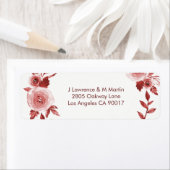 Elegante Burgundy Rose Wreath Wasserfarbe Adresse (Insitu)