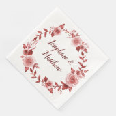 Elegante Burgundy Rose Wreath Wedding Serviette (Ecke)