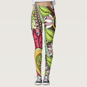 Elegante, burgundy-rote Blume und wirbeln Leggings