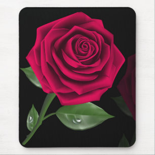 Elegante Burgundy Rote Rose Blume Mousepad