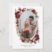 Elegante Burgundy Rote Rose Floral Wedding Save The Date (Vorderseite)