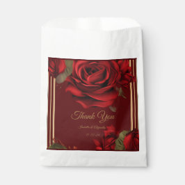 Elegante Burgundy Rote Rose & Gold Wedding Geschenktütchen