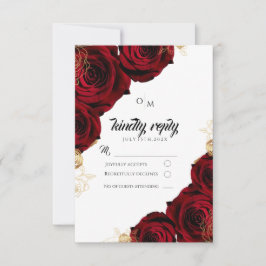Elegante Burgundy-Rote Rosen Hochzeit-Antwortkarte RSVP Karte
