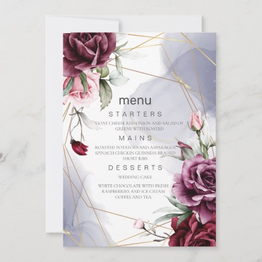 Elegante Burgundy Rote Rosen Wasserfarbenes Hochze Einladung (Vorderseite)