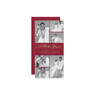 Elegante Burgundy Scallop Band 6 Foto Chic Wedding Dankeskarte