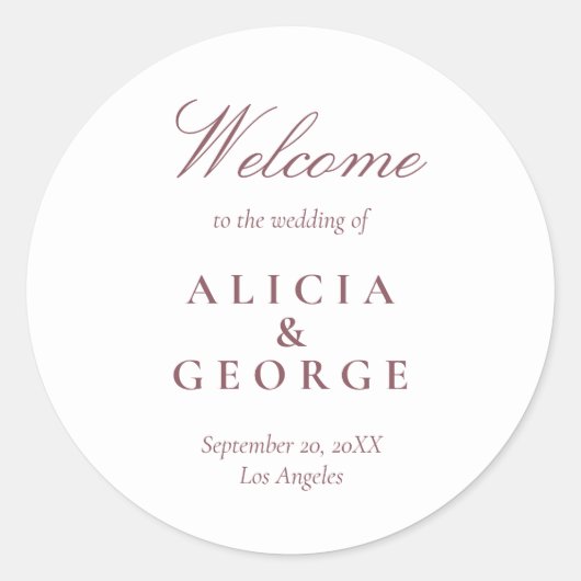 Elegante burgundy Script einfache Gastgeschenk Hoc Runder Aufkleber (Vorderseite)